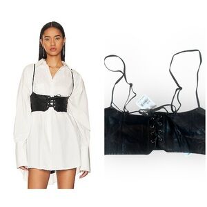 NWT FREE PEOPLE HASTINGS LEATHER CORSET IN BLACK S/M
